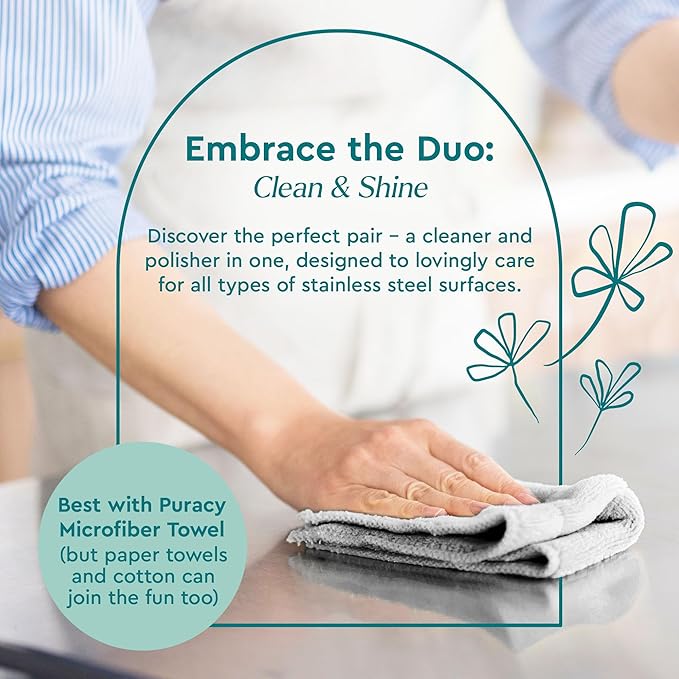 Puracy Stainless Steel Cleaner, Natural Stainless Steel Sink Cleaner, Stainless Steel Cleaner for Appliances, Sink Cleaner and Polish Kitchen Cleaner, Stainless Steel Refrigerator Spray (Lavender)-Ruum Studio Home