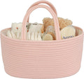 Diaper Caddy Organizer Cotton Rope Baby Basket Nursery Storage and Portable Tote Bag for Car Ideal Baby Shower Gifts and Registry Must-Have for Newborn Essentials coral pink-Ruum Studio Home