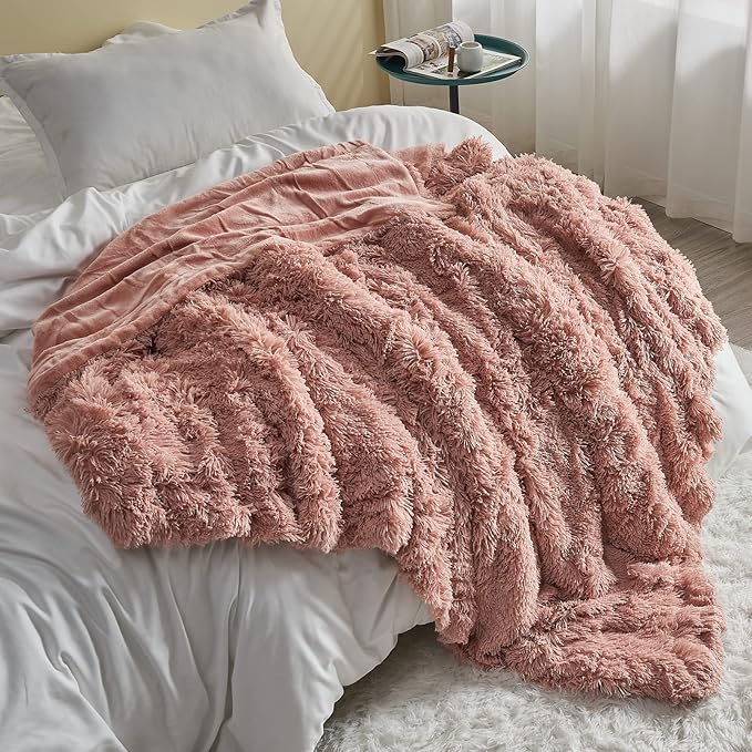GONAAP Fuzzy Faux Fur Throw Blanket Pink Super Soft Cozy Plush Fuzzy Shaggy Blanket for Couch Sofa Bed (Pink, Throw(50"x60"))-Ruum Studio Home