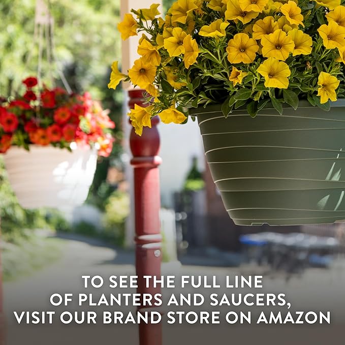 The HC Companies Wrapt Hanging Planters - Lightweight Plant Pot Hanger for Hanging Plants, Vegetables & Herbs - Outdoor & Indoor Hanging Basket for Plants (11" Pepperstone, Pack of 2)-Ruum Studio Home