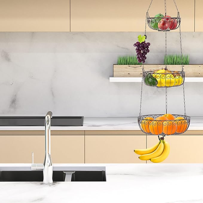 Simple Houseware 3-Tier Fruit Hanging Basket, Bronze-Ruum Studio Home