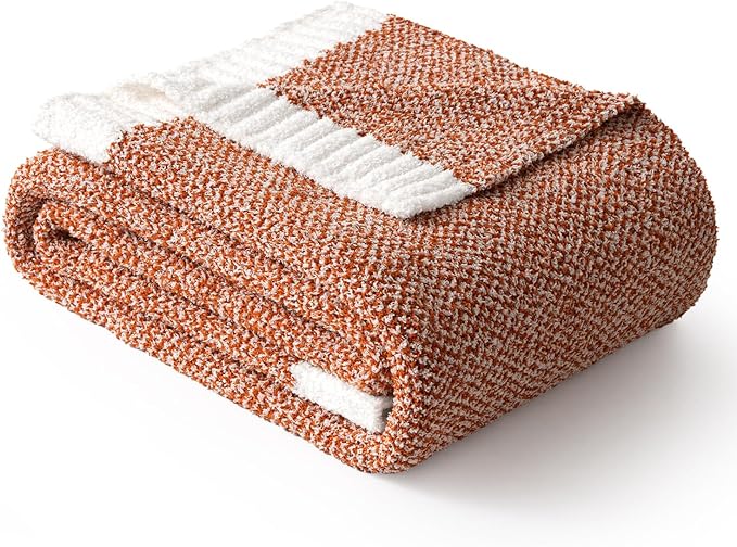 MIULEE Fall Burnt Orange Super Soft Throw Blanket for Bed, Twin Size Cozy Fluffy Warm Blankets Knit Blankets for Couch, Sofa, Chair, Living Room, Camping, Picnic, 60 x 80 inch-Ruum Studio Home
