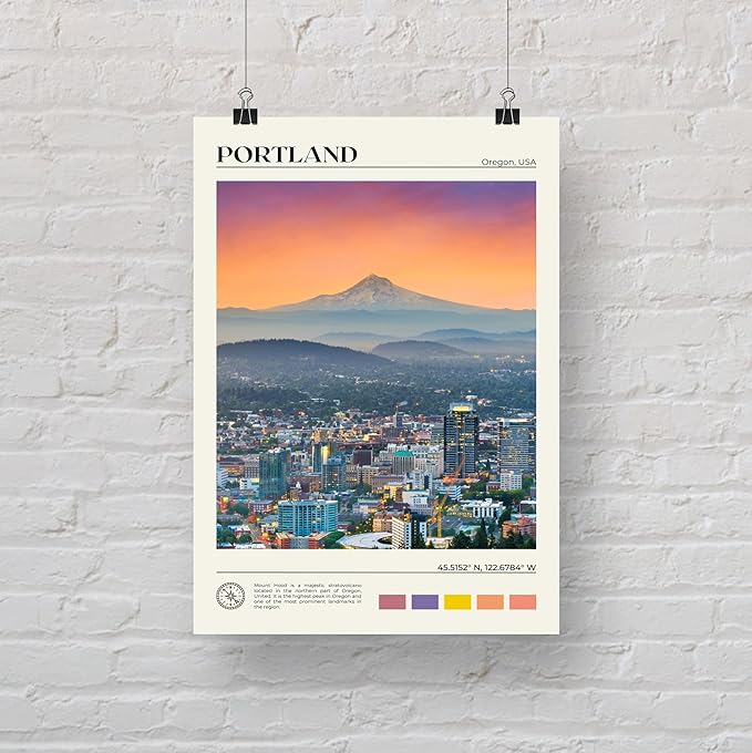 StudioUBILA Portland Wall Art Poster, Decorative Cityscape Landscape Art Prints, Home Decor Wall Art Print for Bedroom Living Room Kitchen Decorations, Unframed-Ruum Studio Home