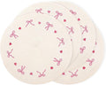 Whaline 4Pcs Round Placemats White Pink Bow Embroidered Place Mats Coquette Bowknot Heart Dinner Table Mats for Home Wedding Baby Shower Birthday Party Decor-Ruum Studio Home
