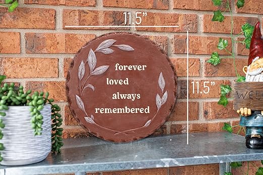 NAT & Jules Floral Laurel Wreath Leaves Pattern Dimensional Indoor Outdoor 12 inch Round Cast Resin Decorative Garden Stepping Stone, Patio, Walkway Sculpture Yard Art, Forever Loved Red-Ruum Studio Home