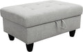 Ottoman Rectangular Storage Ottoman Bench, Flannel Footrest Stool Footstool with Lid for Living Room, Bedroom, Entryway, Gray, 35"x23.5"x17.5"-Ruum Studio Home