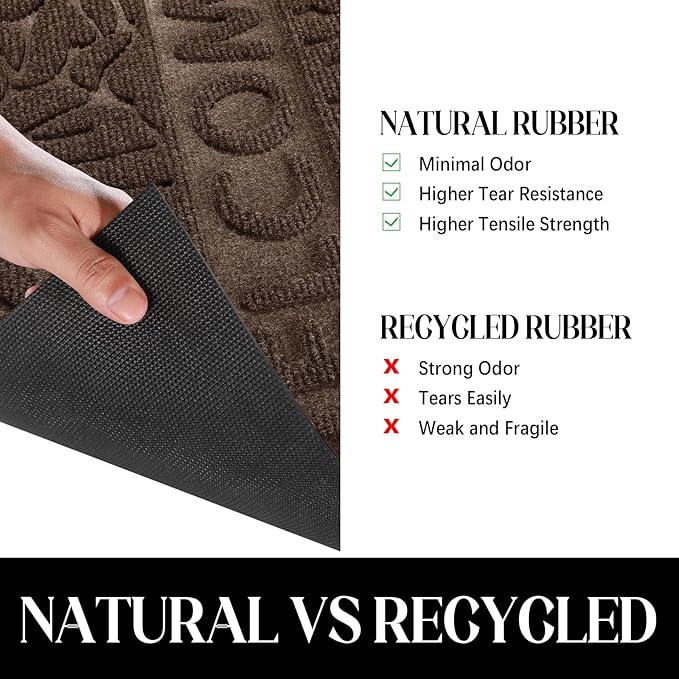 Yimobra Welcome Mat Outdoor, 29.5x17 Waterproof Front Door Mat Outside Entrance, All-Weather Non Slip Front Doormat, Low-Profile Entryway Mats Indoor, Porch and Patio, Coffee-Ruum Studio Home