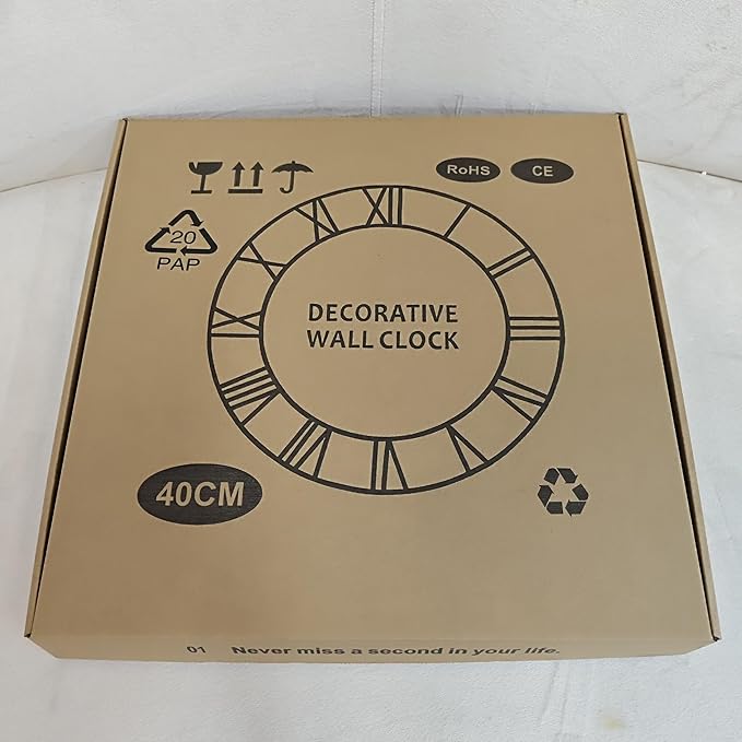 Large Wall Clock - 40cm/ 16 Inches Silent Non-Ticking, Battery Operated, Gold Vintage Decorative Modern Metal Wall Clocks for Living Room, Bedroom, Office, Farmhouse Decor-Ruum Studio Home