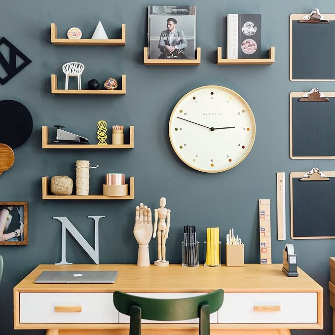 NEWGATE® Mr Clarke Wall Clock | Large Scandi Inspired Plywood Clock | 16 inch | Pale Wood case with Designer dot dial | Modern Minimalist Design for Kitchen, Living Room or Office-Ruum Studio Home