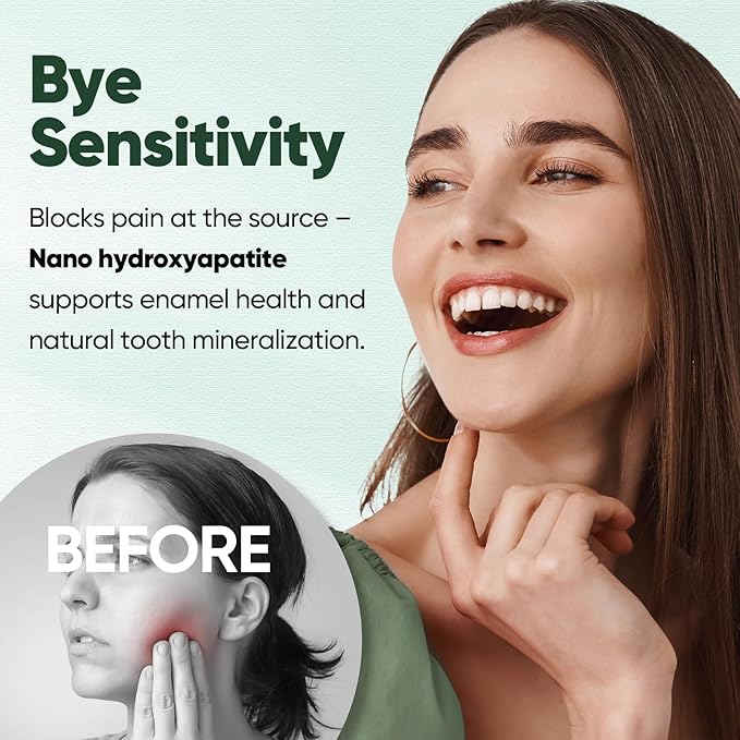 MySmile Fluoride Free Toothpaste, Nano Hydroxyapatite Toothpaste for Sensitive Teeth, Strengthens Enamel, Remineralizes & Whitens Teeth, Freshens Breath for Adults, SLS Free, Natural Misty Mint, 4.2oz-Ruum Studio Home