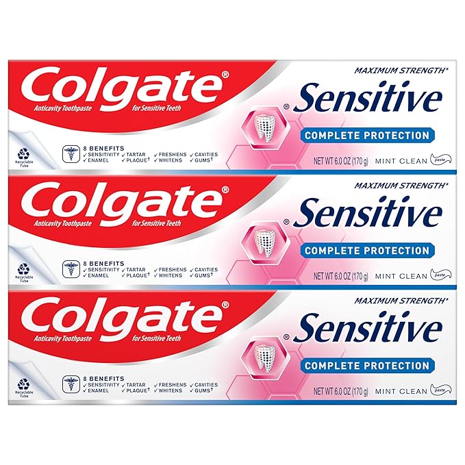 Colgate Sensitive Toothpaste, Complete Protection, Mint - 6 Ounce (Pack of 3)-Ruum Studio Home