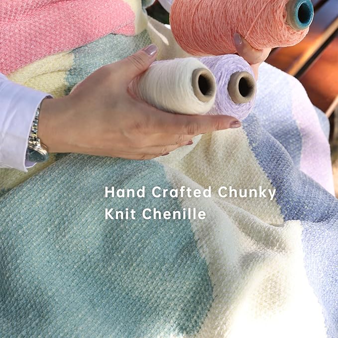Soft Chenille Yarn Throw 36"x48", Handmade Knit Throw Blanket, for use in All Seasons, Soft Cozy Warm Knitted Blanket for Bed Sofa, Couch Chair, Living Room(1.37Ib)-Ruum Studio Home