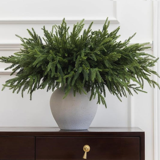 MISSPIN 30 Pcs 19.5 Inches Christmas Norfolk Pine Branches, Norfolk Pine Artificial Christmas Branches DIY Crafts Faux Pine Branches for Xmas Indoor Outdoor Home Decor-Ruum Studio Home