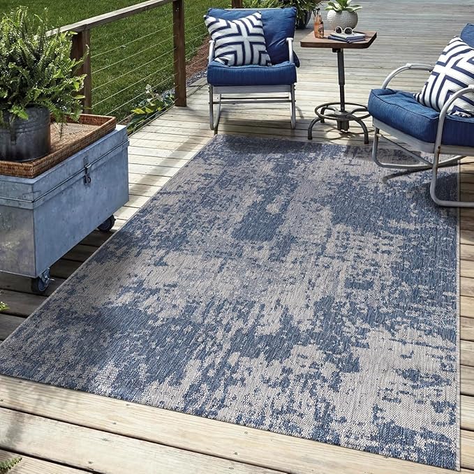 Keen Home Design Terrace Outdoor Area Rug - 5x8 Washable Indoor/Outdoor Rug for Patio, Kitchen, Balcony, Beach, Garden, Deck and Porch, Size: 5'3"x7'7"-Ruum Studio Home