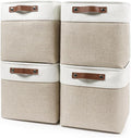 Collapsible Fabric Storage Cubes 11x11 Cube Storage Bins, 4 Pack Closet Baskets Box with Handles for Organizing, Shelf, Toys, Clothes, Home, Office, Nursery (Beige&White)-Ruum Studio Home