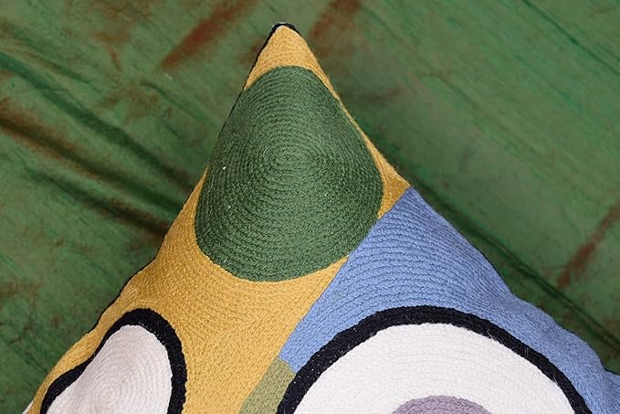 Kandinsky Modern Pillow Cover - Soul II | Mid Century Chair Cushions | Abstract Throw Pillows | Contemporary Pillowcase | Modern Couch Pillows | Hand Embroidered Cushion | Wool Size 18x18-Ruum Studio Home