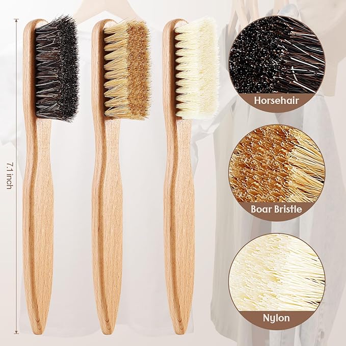 3 Pcs Wood Laundry Stain Brush Stain Remover Brushes with Boar Bristle Small Stain Brush for Clothes for Scrubbing Stains from Furniture Fabric Leather(3 Pcs C)-Ruum Studio Home