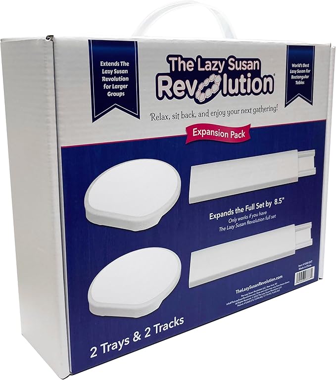 Expansion Pack - White - 2 Straight Tracks and 2 Trays. Does not Work Without the Lazy Susan Revolution Full Set (Sold Separately).-Ruum Studio Home
