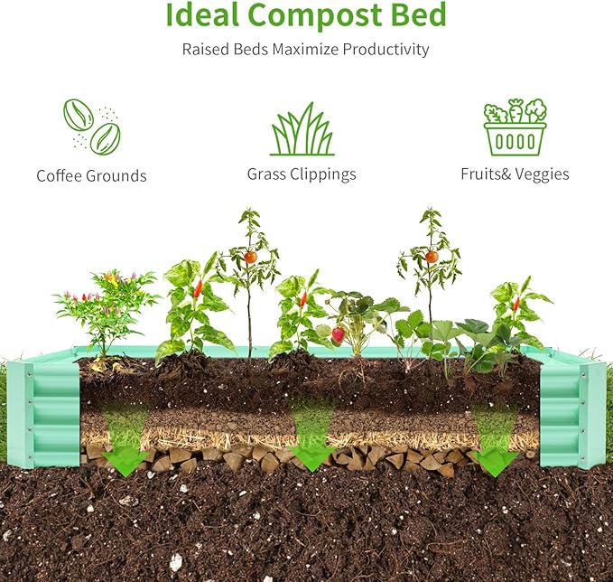 Land Guard 6×3×1ft Galvanized Metal Raised Garden Bed, Metal Planter Kit Box Outdoor for Deep-Rooted Vegetables, Flowers, Green and Herbs (Lime Green)…-Ruum Studio Home