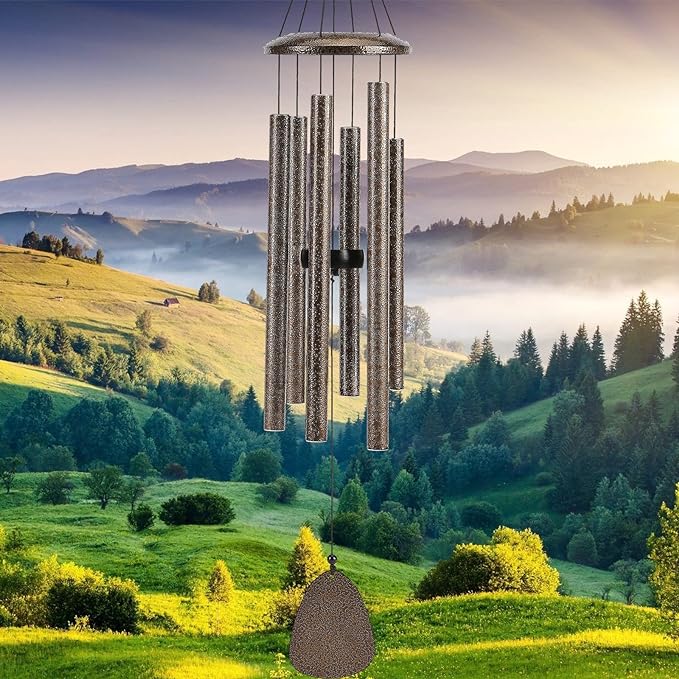 Wind-Chimes-Outdoor-Deep-Tone, Large Soothing Melodic Tones Windchimes, Wind Chimes for Outside, Memorial Wind Chime Best Gift for Mom Women Grandma Neighbors(32" Brown Coated Aluminum)-Ruum Studio Home
