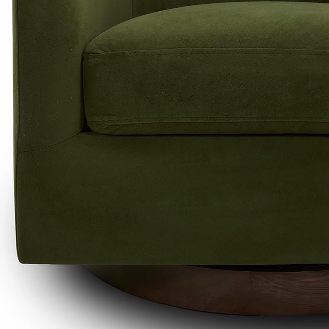 CHITA Swivel Accent Chair, FSC Certified Upholstered Velvet Barrel Chair for Living Room, Fully Assembled, Forest Green-Ruum Studio Home