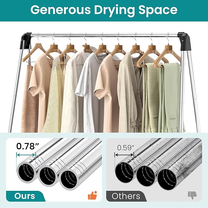 APEXCHASER Foldable Clothes Drying Rack, 55'' Collapsible Laundry Clothes Airer Width Heavy Duty Hanger for Sweaters Baby Clothes Towels Portable Indoor Outdoor for Home Travel-Ruum Studio Home