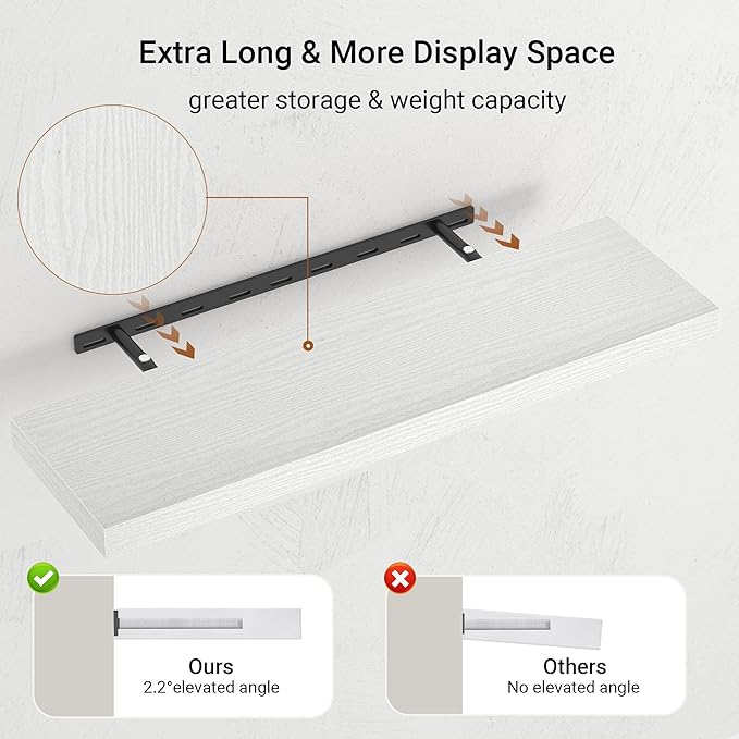 10 inch Deep Wall Shelves 36 inche Long, 1.8 Thick Single Floating Shelf Wall Mounted, Heavy Duty 70 lbs Shelves for Bedroom, Books, Living Room, Kitchen, Office Modern Farmhouse Decor, White-Ruum Studio Home