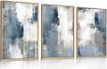 LHIUEM Large Abstract Brush Strokes Framed Canvas Wall Art Set,Navy Blue and Gray Wall Decor,Modern Color Block Shape Artwork,Minimalist Neutral Blue Printing for Living Room,Bedroom, Office-16''x24''x3-Ruum Studio Home