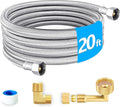 Dishwasher Installation Kit - 20 FT Premium Stainless Steel Braided Dishwasher Hose kit,Food Grade PEX Inner Tube Dishwasher Water Supply Line with 3/8"x3/8"MIP Elbow,3/8"x 3/4" FHT Elbow-Ruum Studio Home