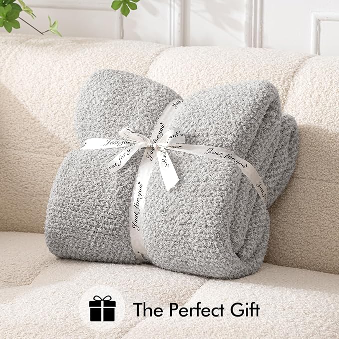 MIULEE Light Grey Super Soft Throw Blanket for Couch, Cozy Fluffy Warm Throws Knit Blankets for Sofa, Bed, Chair, Living Room, Camping, Picnic, 50 x 60 inch-Ruum Studio Home