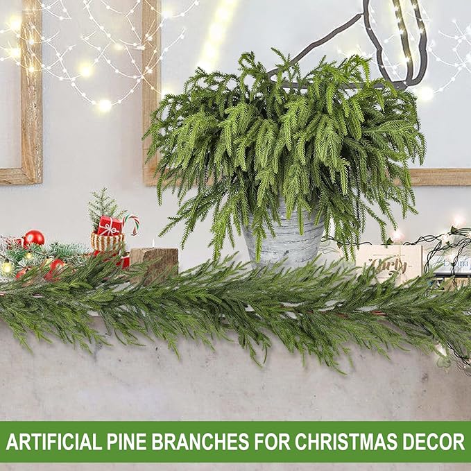 Artgar 24 Pcs Pine Branches - 18 Inch Artificial Green Pine Stem - Real Touch Christmas Greenery Pines Branches for DIY Flower Arrangement Home Indoor Christmas Decor-Ruum Studio Home