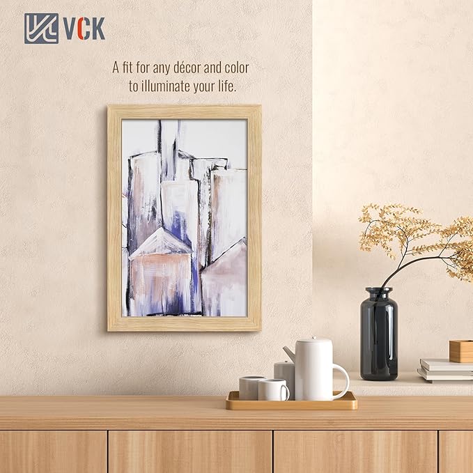 VCK 11x17 Picture Frame 3 Pack - Oak, Natural Solid Wood Poster Frames, Wall Gallery Frame-Ruum Studio Home