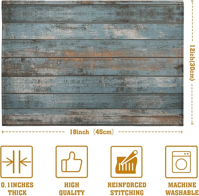 Rustic Wooden Board Print Placemats Set of 4 Vintage Wood Grain Texture Farmhouse Place Mats Washable Heat Resistant Non-Slip Linen Table Mats for Party Kitchen Dining Outdoor Indoor Decor-Ruum Studio Home