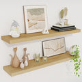 Fun Memories 30" Rustic Wood Deep Floating Shelves for Wall, Invisible Brackets for Decor & Storage, Living Room, Bathroom (Oak, Set of 2)-Ruum Studio Home
