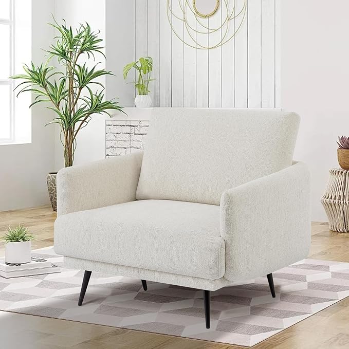 Oversized Accent Chair for Living Room Chairs Reading Arm Chair Comfy Modern Single Sofa Side Chairs with Metal Legs & Soft Cushion for Bedroom, Balcony,Waiting Room (Chenille, Oatmeal)-Ruum Studio Home