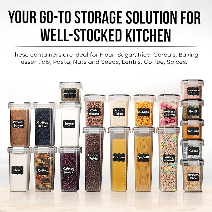 WHITE FEATHER SUPPLIES 40 PCS Airtight Food Storage Containers with Lids - BPA Free Durable Plastic Leakproof Flour Sugar Cereal Containers Storage for Pantry Organization - Dishwasher Safe-Ruum Studio Home