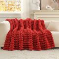 Cozy Bliss Faux Fur Throw Blanket for Couch, Cozy Warm Plush Striped Blanket for Sofa Bedroom Living Room,60 * 80 Inches Cardinal Red-Ruum Studio Home