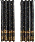 Grommets Blackout Long Window Curtains Black Gold-52W*108L 2PCS Drapes for Bedroom-Ruum Studio Home