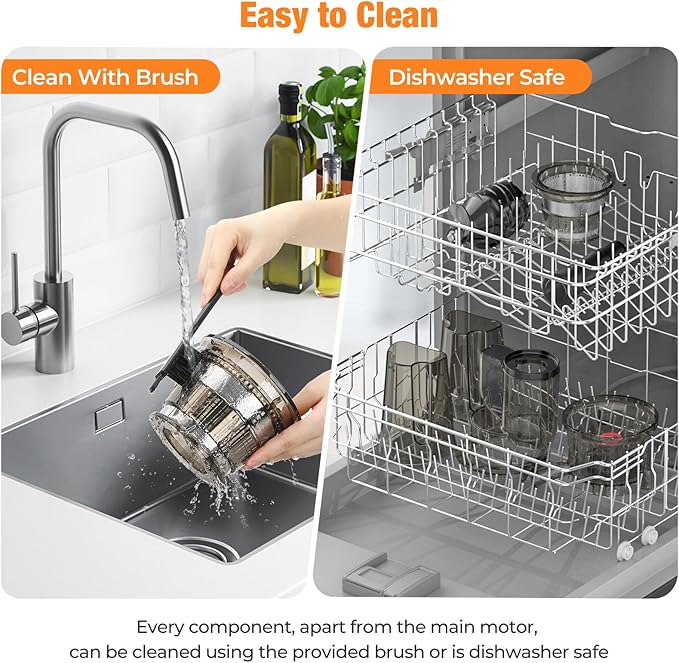 Slow Cold Press Juicer Machines: Masticating Cold Pressed Compact Juicer For Vegetable And Fruit Easy To Clean, Silver Grey-Ruum Studio Home
