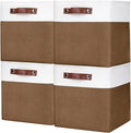 Collapsible Fabric Storage Cubes 11x11 Cube Storage Bins, 4 Pack Closet Baskets Box with Handles for Organizing, Shelf, Toys, Clothes, Home, Office, Nursery (Brown&White)-Ruum Studio Home