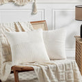 Fancy Homi 2 Packs Cream White Decorative Throw Pillow Covers 20x20 Inch for Living Room Couch Bed Sofa, Farmhouse Boho Home Decor, Soft Corss Corduroy Patchwork Accent Square Cushion Case 50x50 cm-Ruum Studio Home