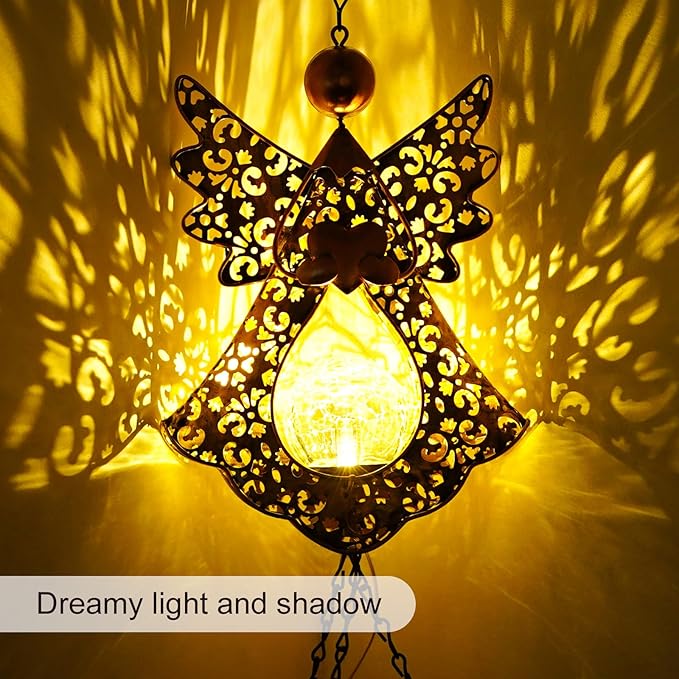 Wind Chimes Outdoor Indoor Decor: Birthday Gifts for Mom Grandma - Outside Lights for Garden Yard Patio Porch (Angel)-Ruum Studio Home