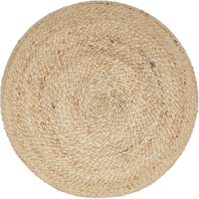 REDEARTH · Jute Circular Pouf Ottoman - Braided Pouffe Accent Sitting Round Footrest for Living Room, Bedroom, Nursery, kidsroom, Patio, Gym; 100% Jute Set of 2 (19.5"x19.5"x14"; Jute Natural)-Ruum Studio Home