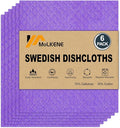 Swedish Dishcloths for Kitchen | 6 Pack Absorbent Cellulose Sponge Cloths Washable | Non-Scratch Reusable Paper Towels Quick Drying Cleaning Cloths - Purple-Ruum Studio Home
