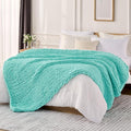 L'AGRATY Chunky Knit Blanket Throw: 50''x60'' Chenille Chunky Knitted Throw Blanket for Bed Couch - Handmade Thick Big Cable Knit Blanket - Large Crochet Rope Blanket for Home Decor(Lake Blue)-Ruum Studio Home