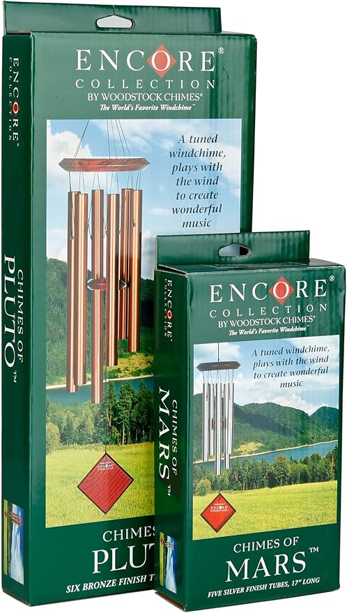 Woodstock Chimes Pluto Wind Chime for Outside 37" Grey Medium Tone Sound for Outdoor Garden, Patio, Porch Decor Gifts, Encore Collection, DCY37-Ruum Studio Home