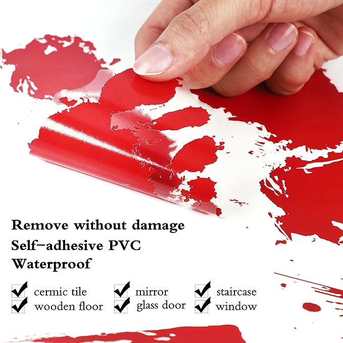 173PCS Halloween Bloody Footprints Floor Clings Plus Tattoos - Hallowmas Handprint Zombie Restroom Sign Decals Party Decorations-Ruum Studio Home