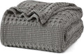 PHF 100% Cotton Waffle Weave Blanket Twin Size, Soft Lightweight Breathable Cozy Summer Blankets for Bed, Luxury Aesthetic Woven Bedding for Home Decor, 66"x90", Dark Grey-Ruum Studio Home
