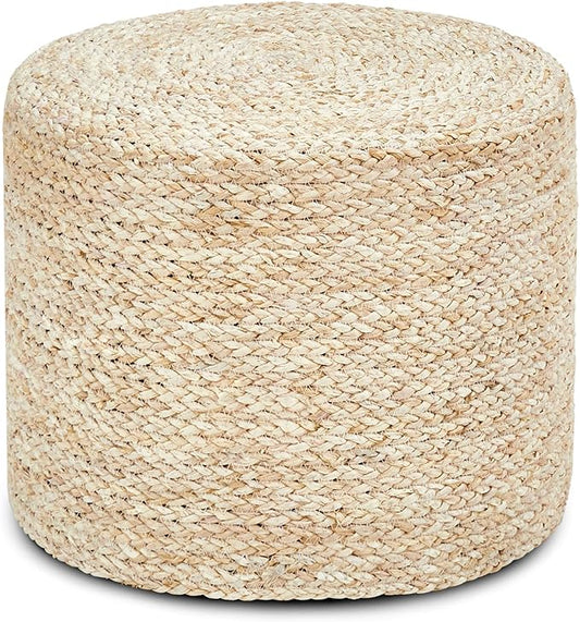 Wimarsbon 18'' Ottoman Pouf, Natural Braided Poof, Rustic Handweave Lounge Pouffe, Boho Footrest Stool for Bedroom, Accent Table or Seat for Living Room (Natural Corn Husk)-Ruum Studio Home