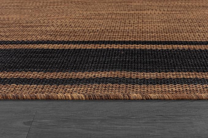 Beverly Rug Outdoor Rug 6x9 Modern Bordered Area Rugs for Indoor and Outdoor Patio Deck Porch Garden Waterproof Weather Sun Resistant Washable Outside Carpet (6 x 9 Gold)-Ruum Studio Home